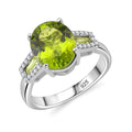 Doorbuster Peridot, White Zircon Ring in Rhodium Over Sterling Silver (Size 10.0) 3.90 ctw - Sticky add to cart bar