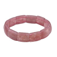 Strawberry Quartz 150.00 ctw Block Stretch Bracelet