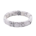 White Howlite 140.00 ctw Block Stretch Bracelet - Sticky add to cart bar