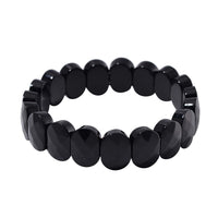 Black Obsidian 125.00 ctw Block Stretch Bracelet