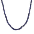 Blue Sapphire Beaded 84.00 ctw Necklace 18 Inches in Rhodium Over Sterling Silver - Sticky add to cart bar