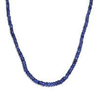 Blue Sapphire Beaded 68.00 ctw Necklace 18 Inches in Rhodium Over Sterling Silver