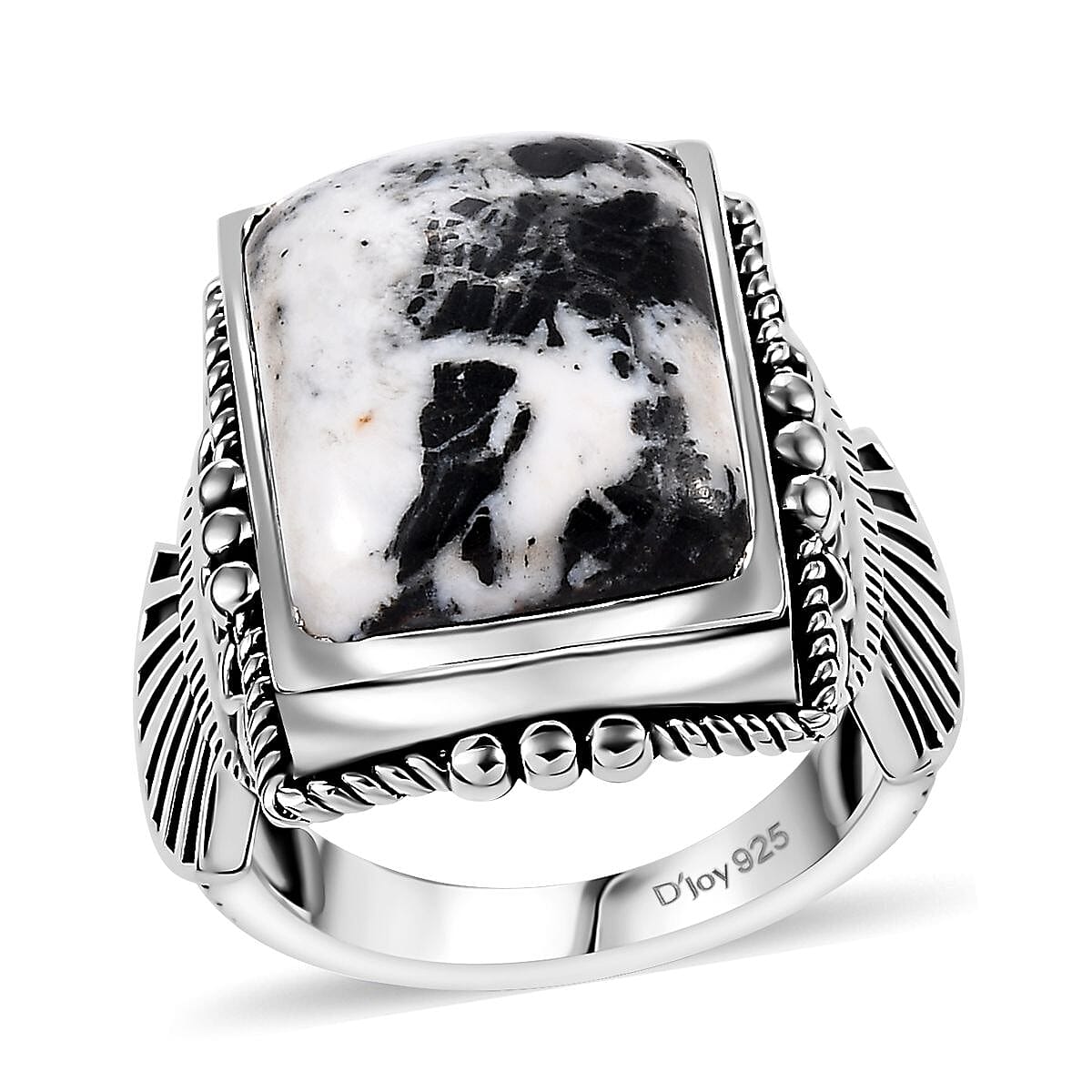 White Buffalo Ring in Black Oxidized Sterling Silver (Size 10.0) 13.10 ctw