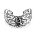 D'Joy Artisan Crafted White Buffalo 12.40 ctw Feather Cuff Bracelet in Black Oxidized Sterling Silver (7.25 In) - Sticky add to cart bar