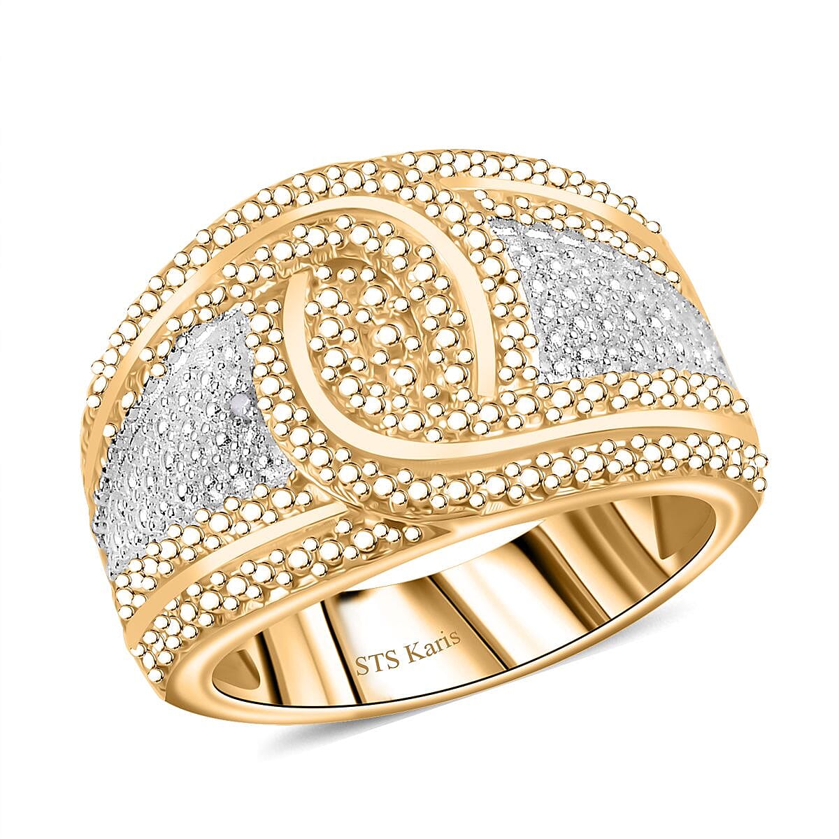 Karis White Diamond Accent Ring in 18K YG Plated (Size 10.0)