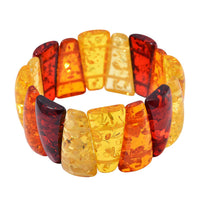 Simulated Multi Color Amber Block Stretch Bracelet 6.5-7 Inches