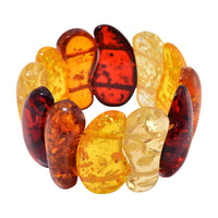 Simulated Multi Color Amber Block Stretch Bracelet