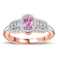Premium Narsipatnam Pink Spinel, Diamond (0.28 Carat Blushing Elegance Ring in 18K Vermeil RG Over Sterling Silver (Size 7.0) 0.80 Carat Total Weight