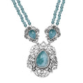 D'Joy Artisan Crafted Natural Green Larimar and Apatite Beaded 75.65 ctw Floral Necklace in Black Oxidized Sterling Silver 18 Inches - Sticky add to cart bar