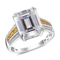 Doorbuster Moissanite, Yellow Sapphire Ring in Rhodium Over Sterling Silver (Size 10.0) 5.20 ctw - Sticky add to cart bar