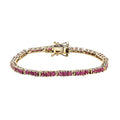 Doorbuster Karis Ruby 5.85 ctw Tennis Bracelet in 18K Yellow Gold Plated (6.50 In) - Sticky add to cart bar