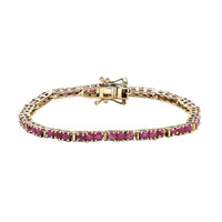 Doorbuster Karis Ruby 5.85 ctw Tennis Bracelet in 18K Yellow Gold Plated (6.50 In)