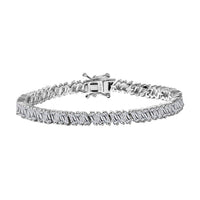J Francis Embellished with Zirconia by Swarovski Glacier Stream Bracelet in Rhodium Over Sterling Silver (8.00 In) 14.00 ctw