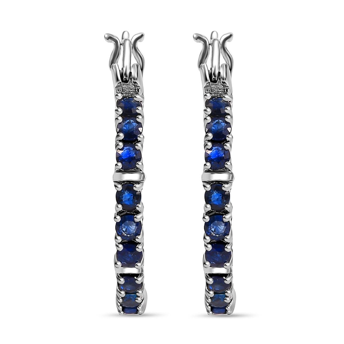 Karis Blue Sapphire 2.25 ctw Inside-out Hoop Earrings in Platinum Bond
