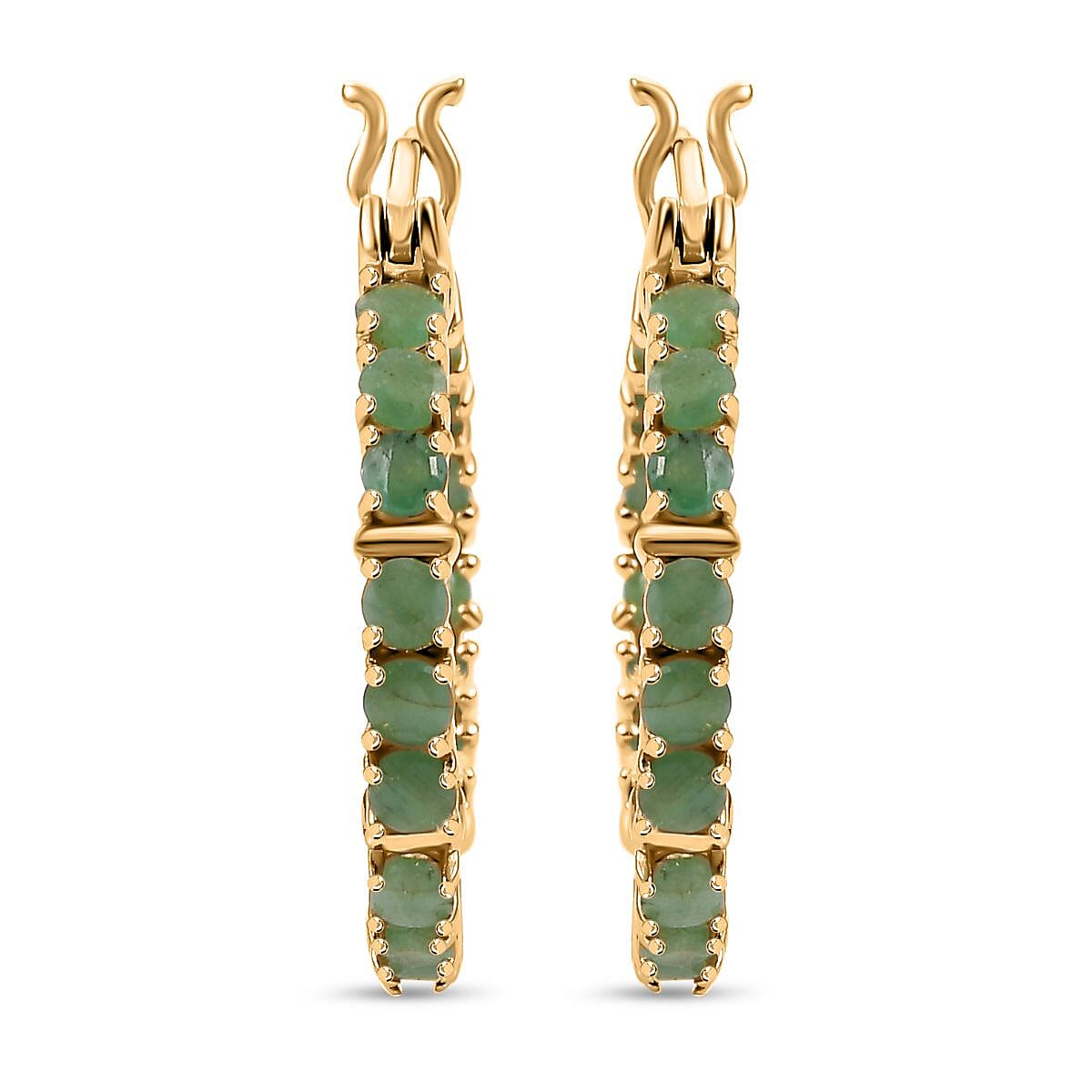Karis Emerald 2.10 ctw Inside-out Hoop Earrings in 18K YG Plated