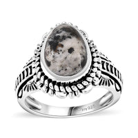 White Buffalo Solitaire Ring in Black Oxidized Sterling Silver (Size 7.0) 2.80 ctw
