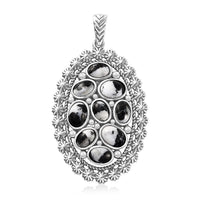 D'Joy Artisan Crafted White Buffalo 5.20 ctw Ottoman Floral Pendant without Chain in Black Oxidized Sterling Silver