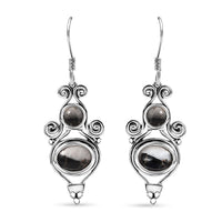 D'Joy Artisan Crafted White Buffalo 5.00 ctw Earrings in Black Oxidized Sterling Silver