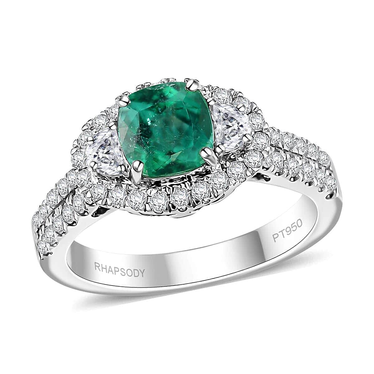 Rhapsody 950 Platinum AAAA Paraiba Tourmaline, Diamond (E-F, VS) Ring (Size 7.0) (7.12 g) 2.00 ctw