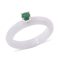 Natural Jade and Tanzanite 13.40 ctw Band Ring in Rhodium Over Sterling Silver