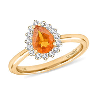 Certified & Appraised AAA Fanta Garnet and G-H I2 Diamond 1.70 ctw Ring in 10K Yellow Gold (Size 10.0)