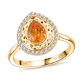 Certified & Appraised Luxoro AAA Fanta Garnet and G-H I2 Diamond 1.60 ctw Ring in 10K Yellow Gold (Size 10.0) 4.09 Grams - Sticky add to cart bar