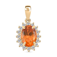 Certified & Appraised Luxoro AAA Fanta Garnet and G-H I2 Diamond 1.90 ctw Pendant without Chain in 10K Yellow Gold