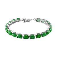 Doorbuster Green Jade Bracelet in Rhodium Over Sterling Silver (8.00 In) 32.25 ctw