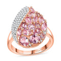 Narsipatnam Pink Spinel, Moissanite Ring in 18K Vermeil RG Over Sterling Silver (Size 10.0) 2.90 ctw - Sticky add to cart bar