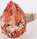 One Of A Kind Certified and Appraised Iliana 18K Rose Gold AAA Marropino Morganite and G-H SI Diamond Ring (Size 7.0) 6.15 Grams 12.00 ctw - Sticky add to cart bar