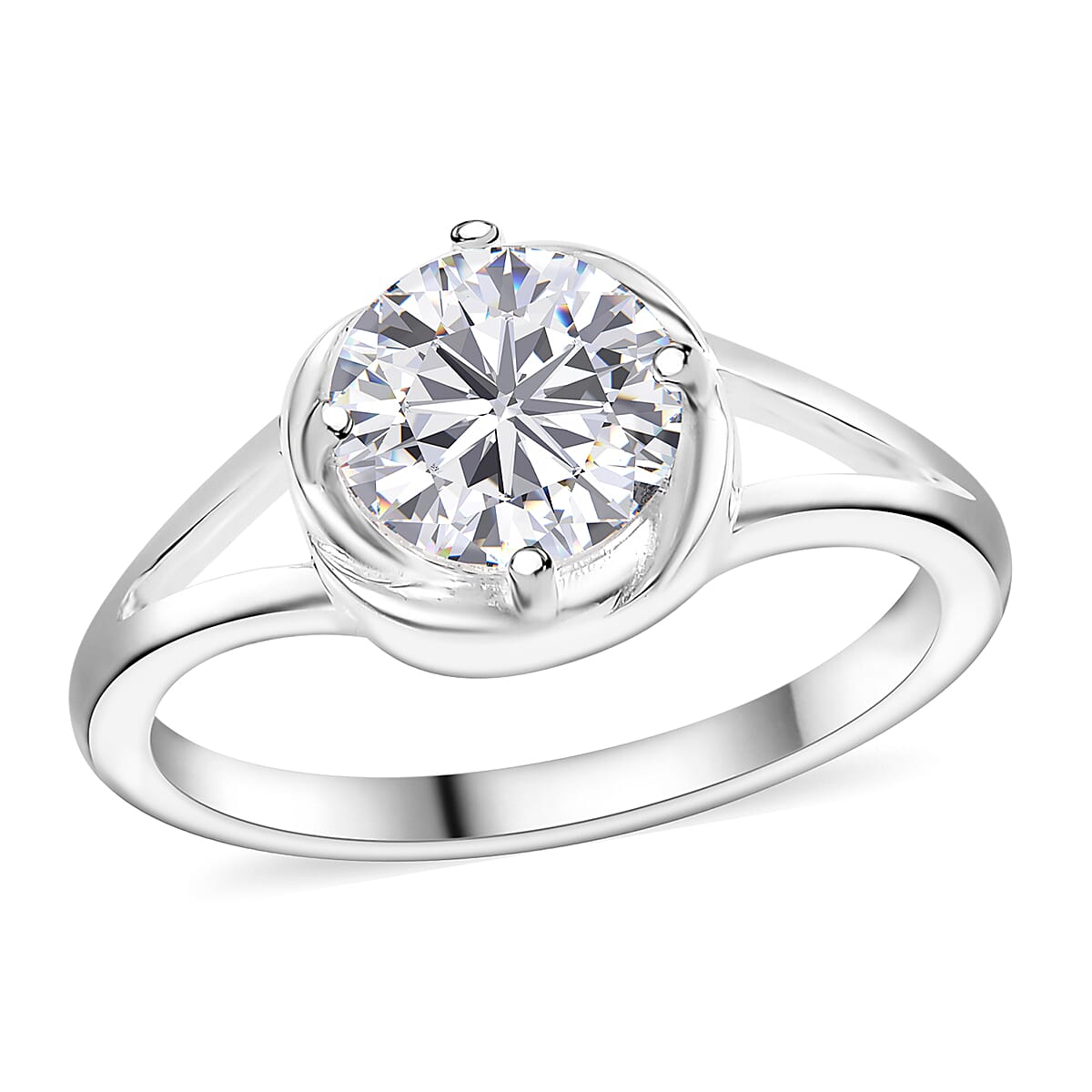 Simulated Diamond Solitaire Ring in Sterling Silver (Size 10.0) 2.25 ctw