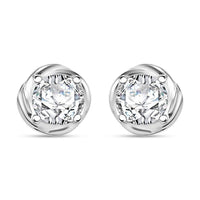D'Joy Simulated Diamond Solitaire Stud Earrings in Sterling Silver