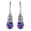 Simulated Blue Diamond Lever Back Earrings in Stainless Steel 6.90 ctw - Sticky add to cart bar