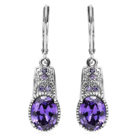 Simulated Blue Diamond Lever Back Earrings in Stainless Steel 6.90 ctw