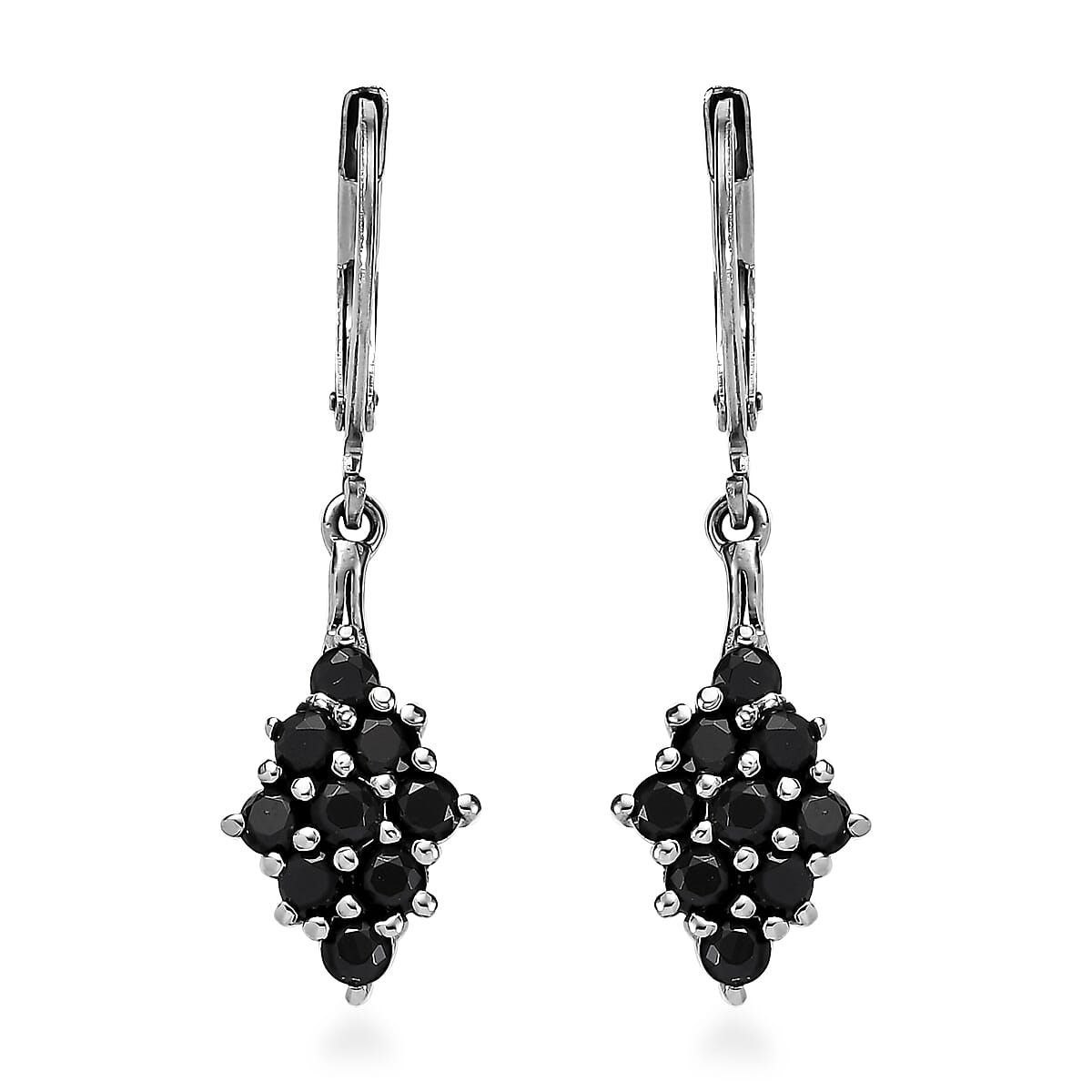 Thai Black Spinel 1.40 ctw Lever Back Earrings in Stainless Steel