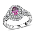 Certified & Appraised Rhapsody 950 Platinum AAAA Padparadscha Sapphire, Diamond (E-F, VS2) (0.71 cts) Ring (Size 7.0) (6.65 g) 1.75 ctw - Sticky add to cart bar