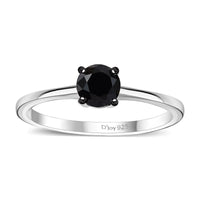 Black Diamond (IR) Solitaire Ring in Rhodium Over Sterling Silver (Size 10.0) 0.50 ctw