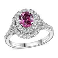 Certified & Appraised Rhapsody 950 Platinum AAAA Padparadscha Sapphire, Diamond (E-F, VS2) (0.61 cts ) Ring (Size 6.0) (6 g) 1.80 ctw