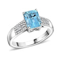 Certified & Appraised 14K White Gold AAA Santa Maria Aquamarine, Diamond (G-H, I2) Ring (Size 10.0) (4.44 g) 1.75 ctw - Sticky add to cart bar