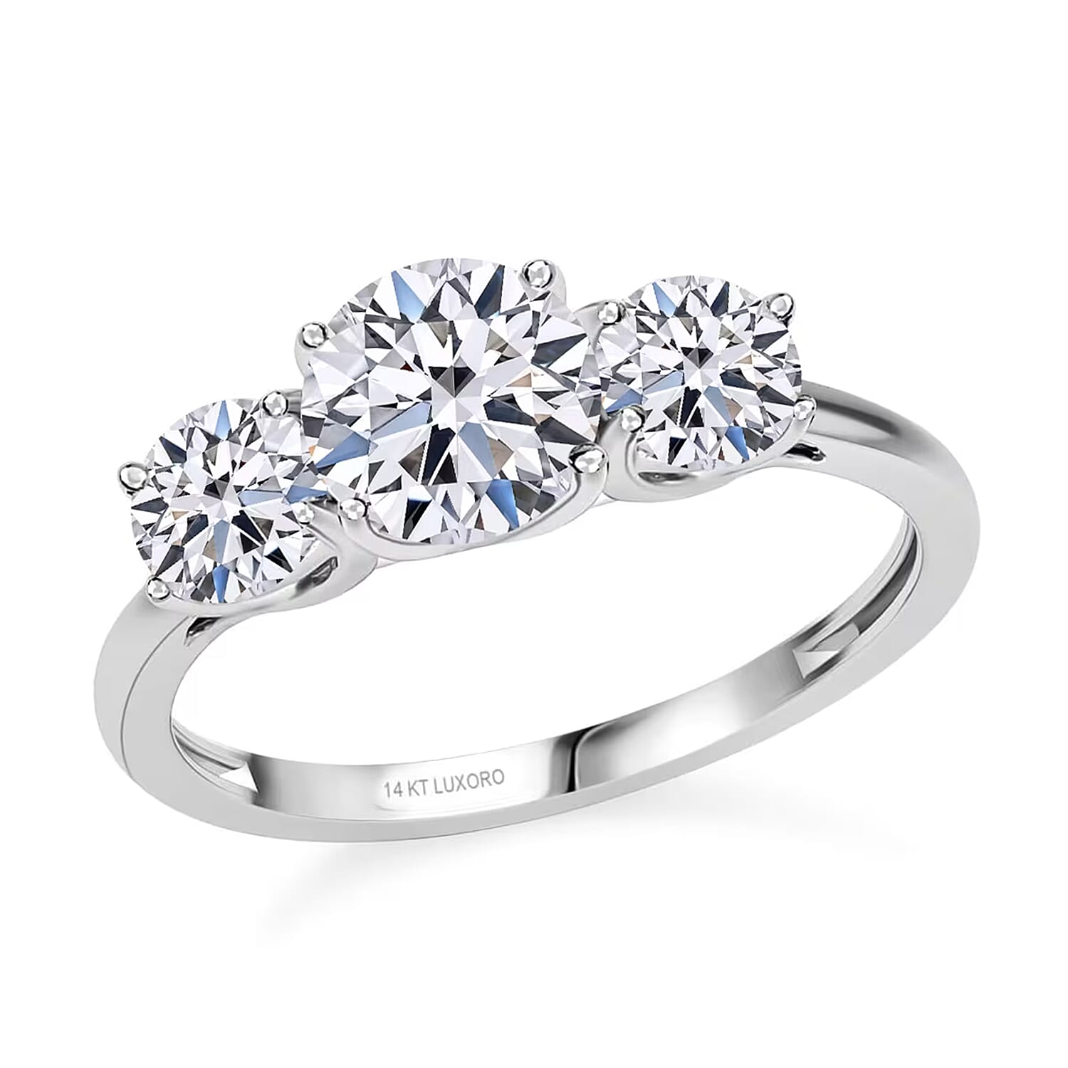 14K White Gold Luxuriant Lab Grown Diamond (SI) Trilogy Ring (Size 10.0) 1.50 ctw