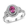 Certified & Appraised Rhapsody 950 Platinum AAAA Padparadscha Sapphire, Diamond (E-F, VS2) (0.62 cts ) Ring (Size 8.0) (7.71 g) 1.76 ctw - Sticky add to cart bar