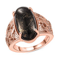 Karis Matrix Silver Shungite Flower Ring in 18K RG Plated (Size 10.0) 6.40 ctw - Sticky add to cart bar