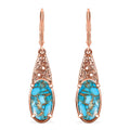 Karis Matrix Chestnut Brine Turquoise 6.10 ctw Lever Back Earrings in 18K RG Plated - Sticky add to cart bar