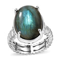 Karis Malagasy Labradorite Solitaire Ring in Plated Bond (Size 10.0) 14.25 ctw - Sticky add to cart bar