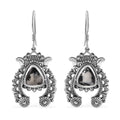 D'Joy Artisan Crafted White Buffalo 6.15 ctw Squash Blossom Earrings in Black Oxidized Sterling Silver - Sticky add to cart bar