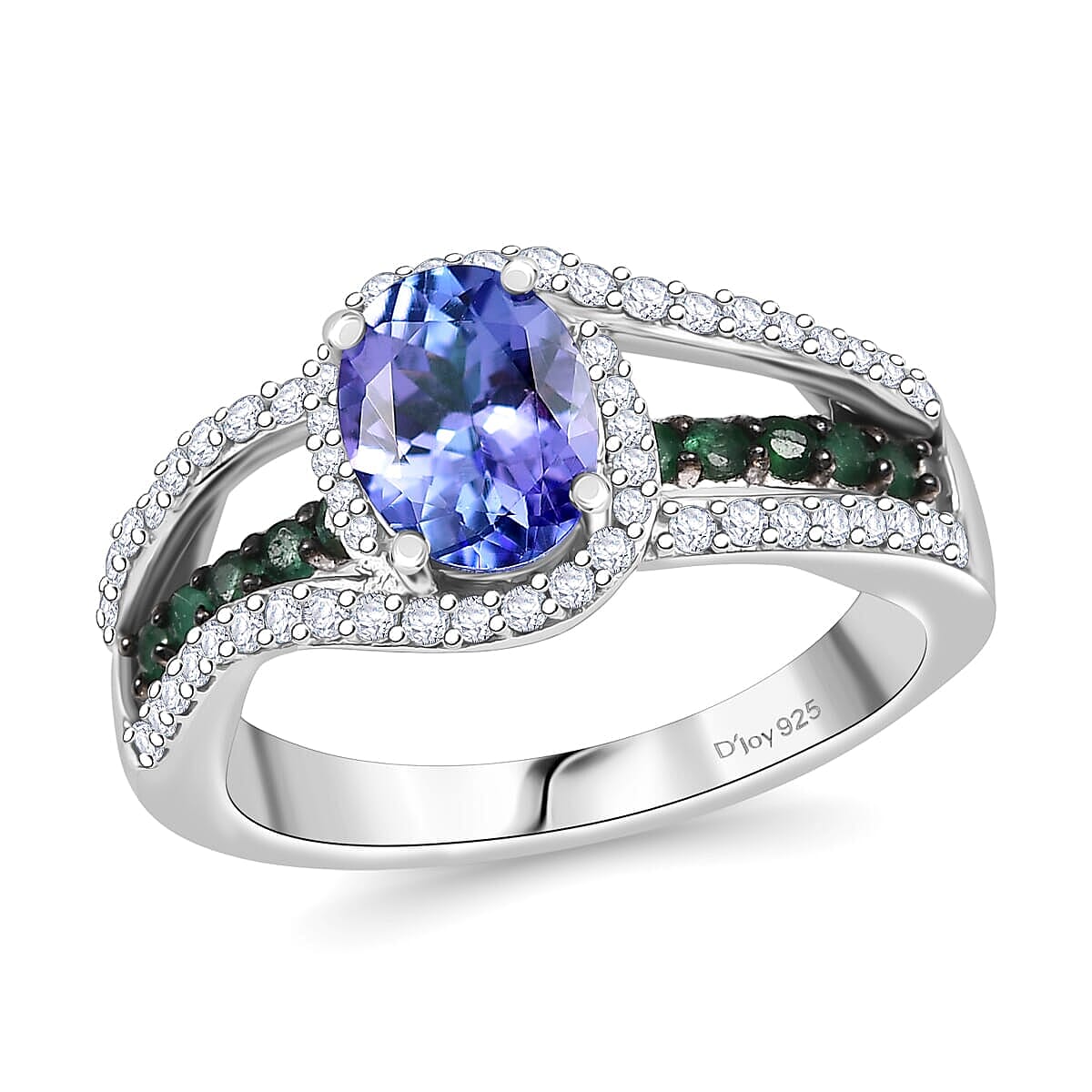 TLV Tanzanite, Multi Gemstone Ring in Rhodium Over Sterling Silver (Size 10.0) 2.00 ctw