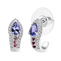 TLV Tanzanite, Multi Genstone Earrings in Rhodium Over Sterling Silver 1.50 ctw