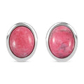 Norwegian Thulite Stud Earrings in Rhodium Over Sterling Silver 3.00 ctw - Sticky add to cart bar
