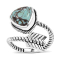 Artisan Crafted Blue Horizon Turquoise Ring in Black Oxidized Sterling Silver (Size 10.0) 3.25 ctw - Sticky add to cart bar