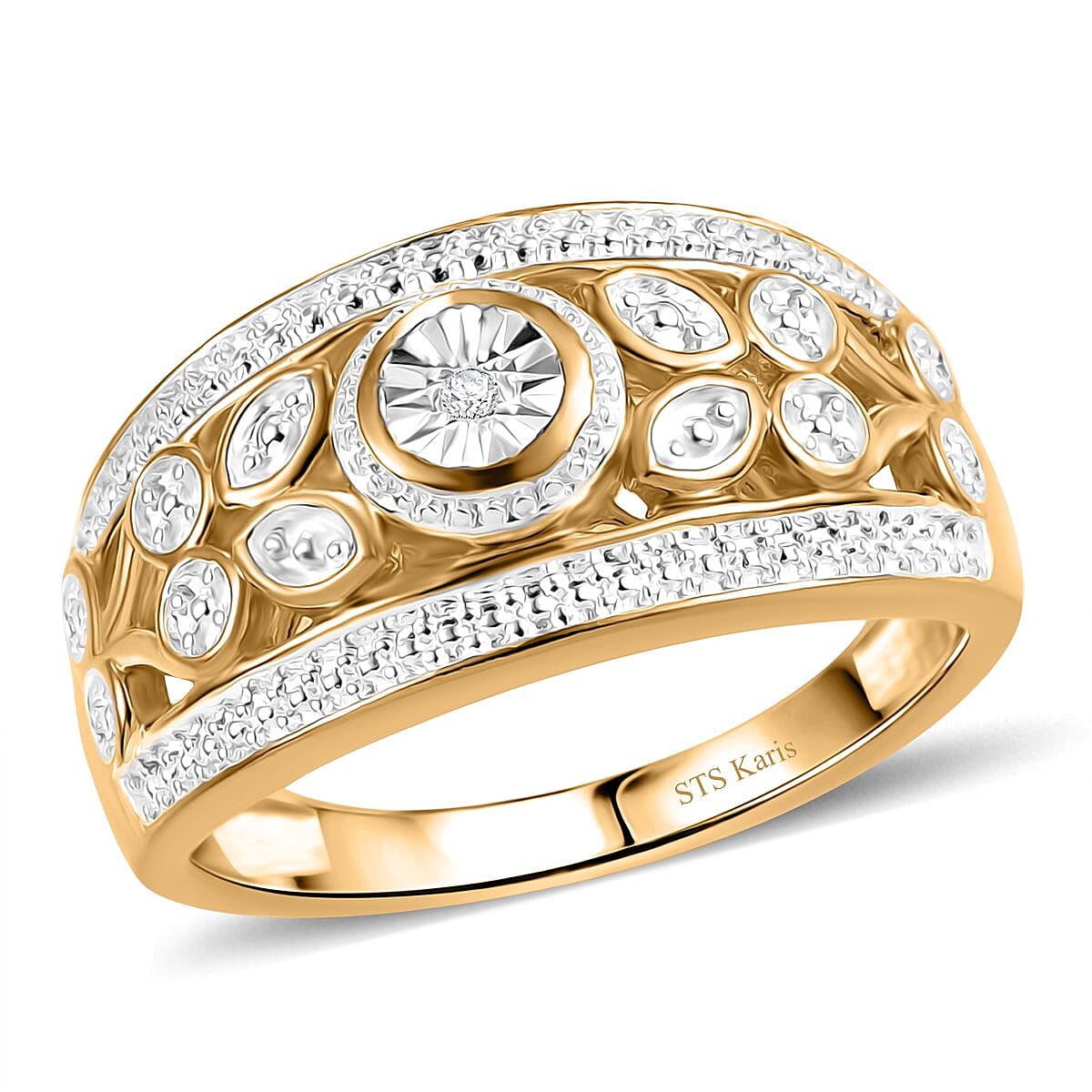 Karis White Diamond Accent Ring in 18K YG Plated